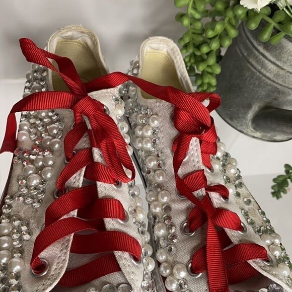 Converse‎ Low Top Pearl Embellished Wedding Chucks Youth Size 3 - Picture 8 of 15